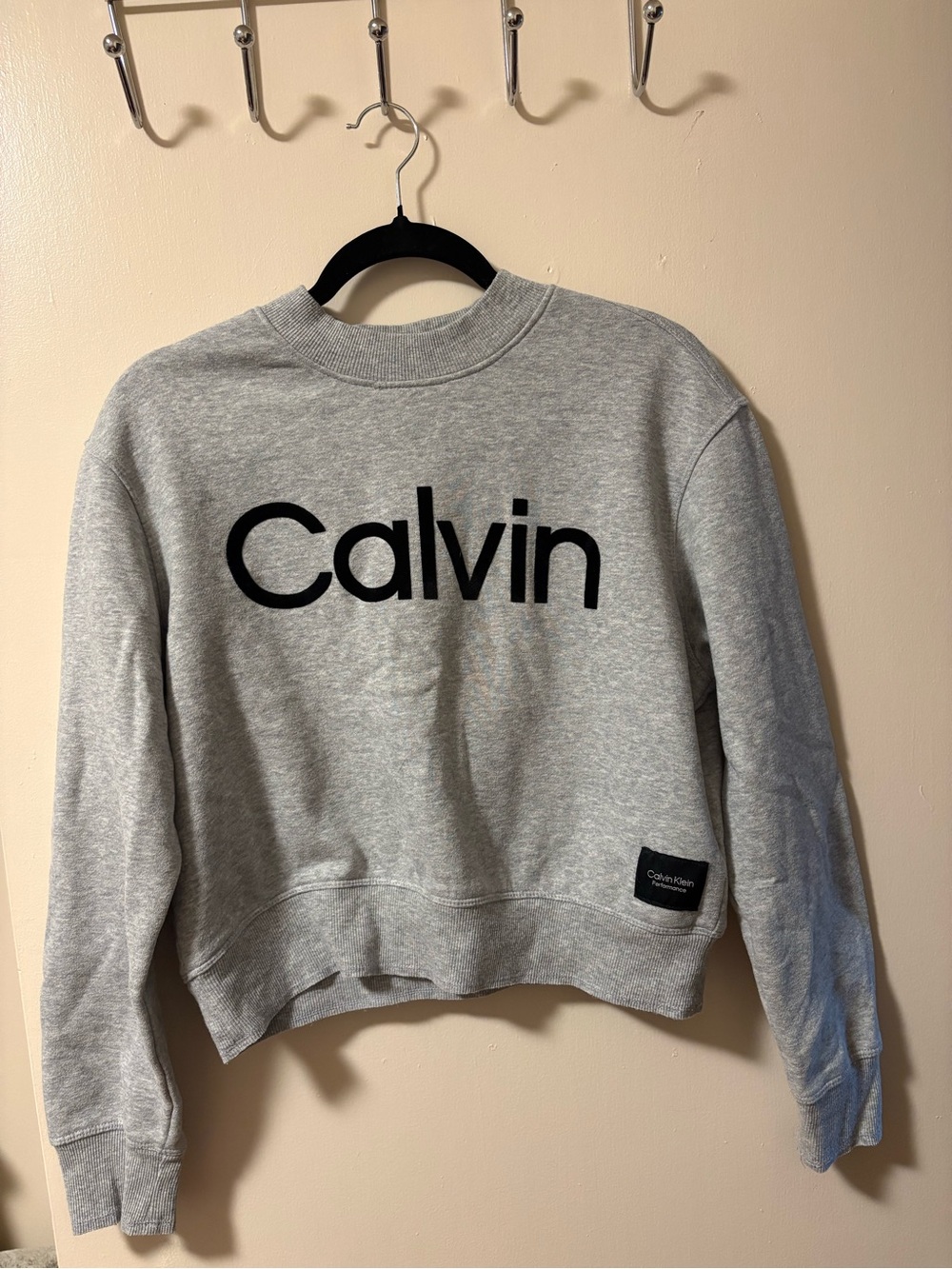 Calvin Klein Gray Crewneck Sweatshirt with Bold Calvin Logo